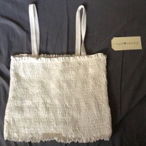 White ribbed cropped tank top